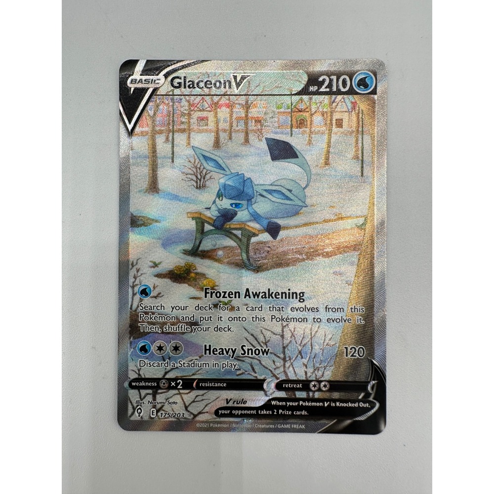 Pokemon Glaceon V Evolving Skies 175/203 Blue Excellent Alt Art Full Art Rare